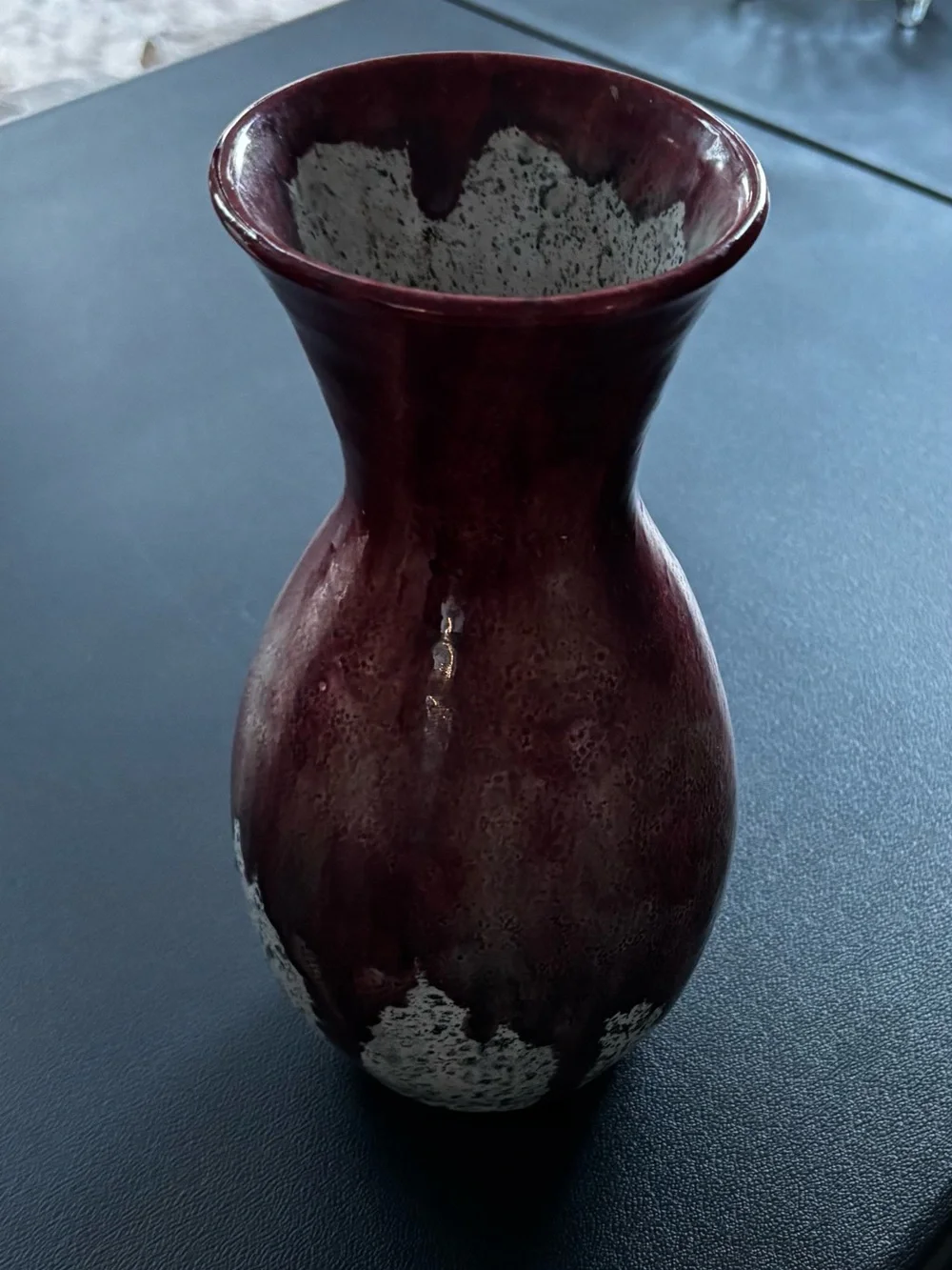 Red Ceramic Glazed Vase with White Speckle Accent